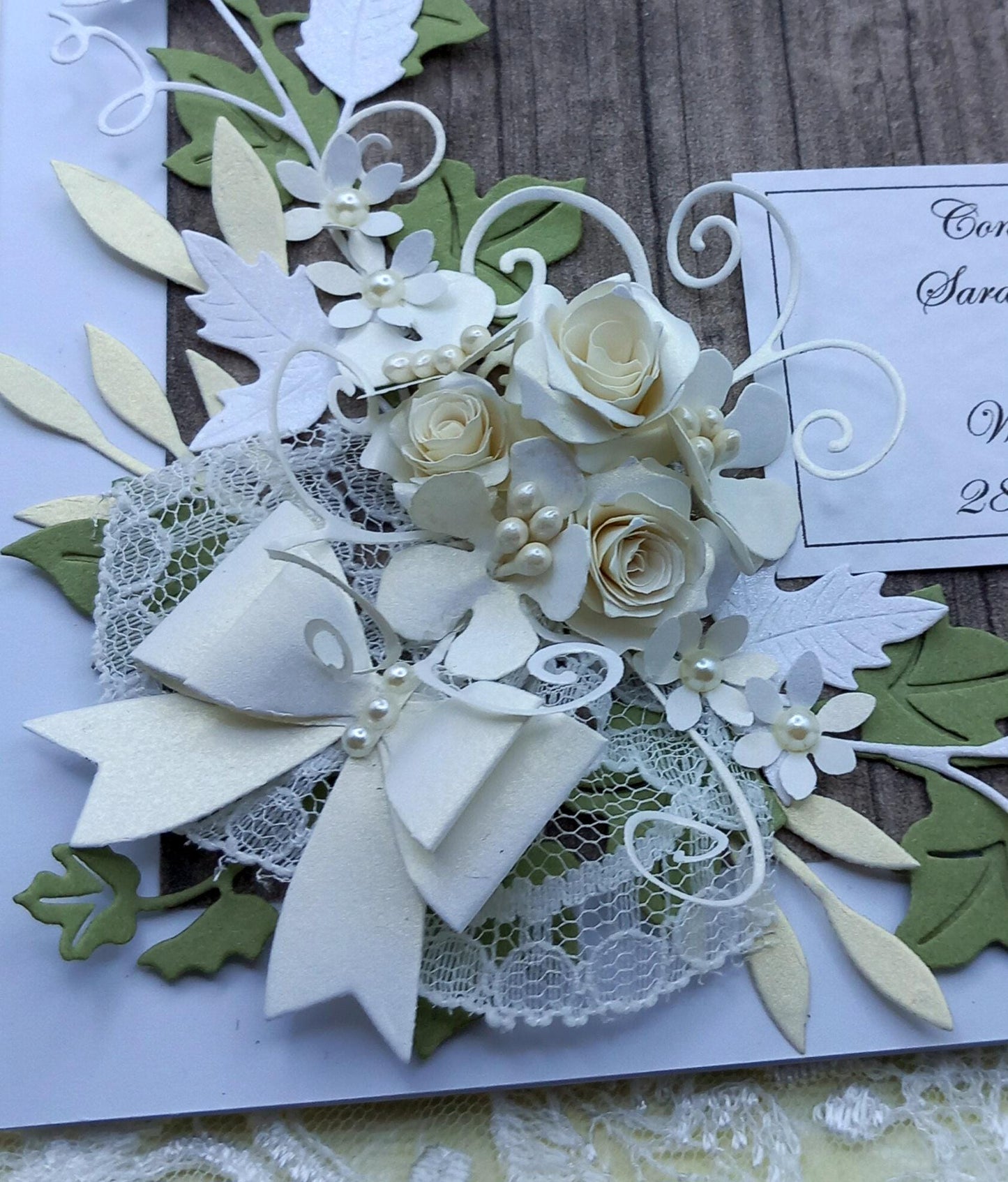 Unique, Handmade Wedding Day / Anniversary / Engagement  card * 3D *  Personalised * Boxed * Rustic Style / Luxury