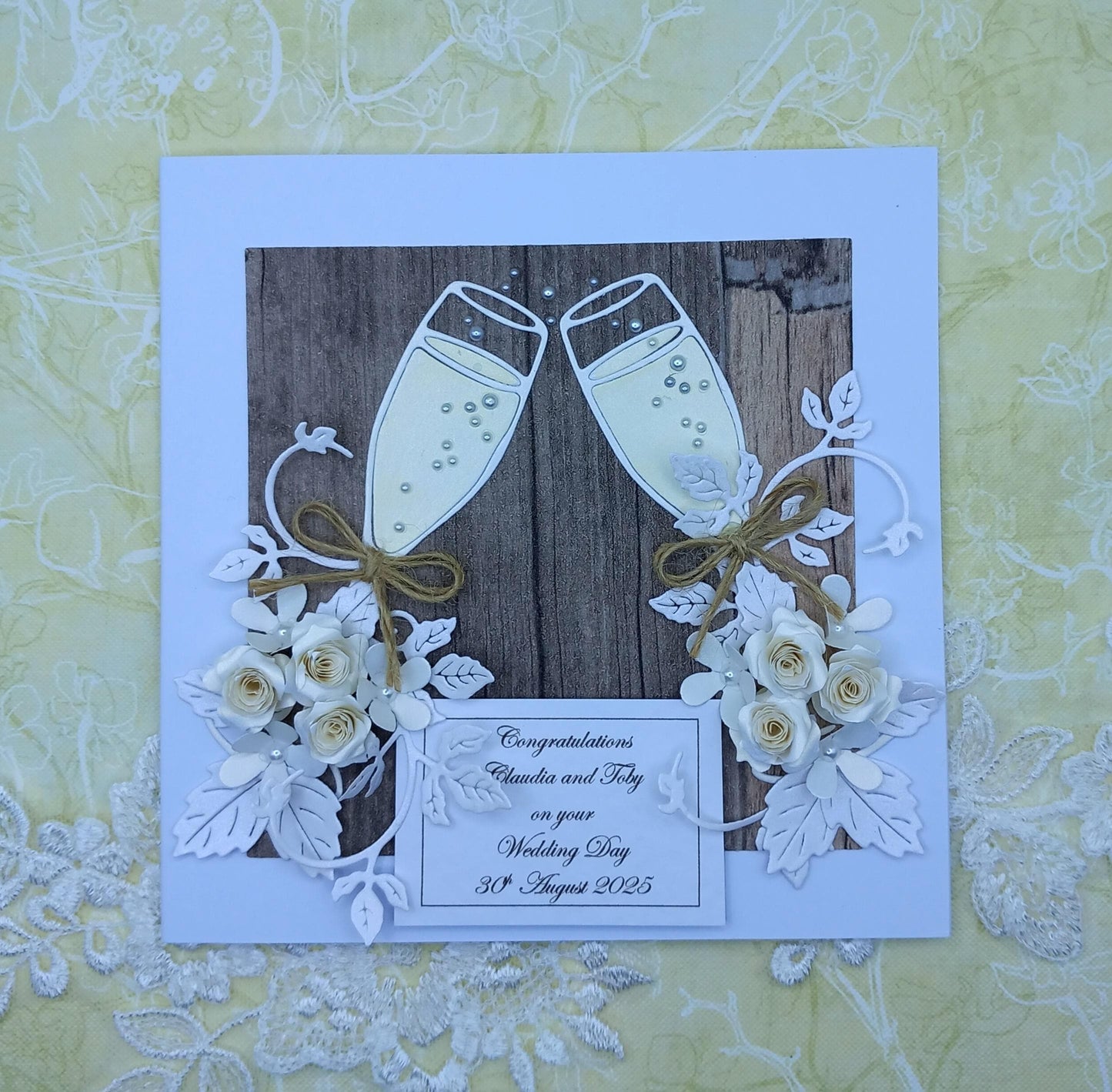 Handmade Luxury Wedding Day / Anniversary / Engagement Card * Personalised * Boxed * 3D * Unique Rustic Style