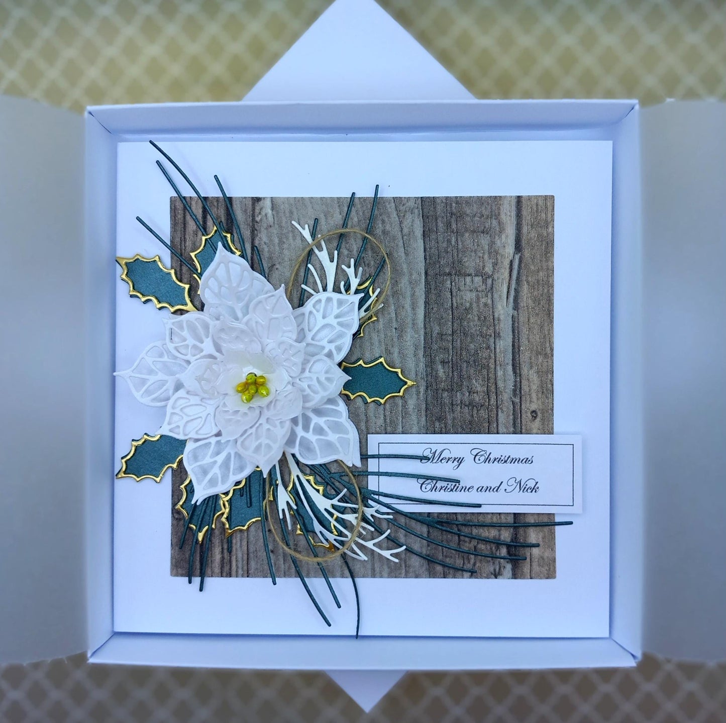 Handmade Luxury Christmas Card * Personalised * Boxed * 3D * Unique Rustic Design