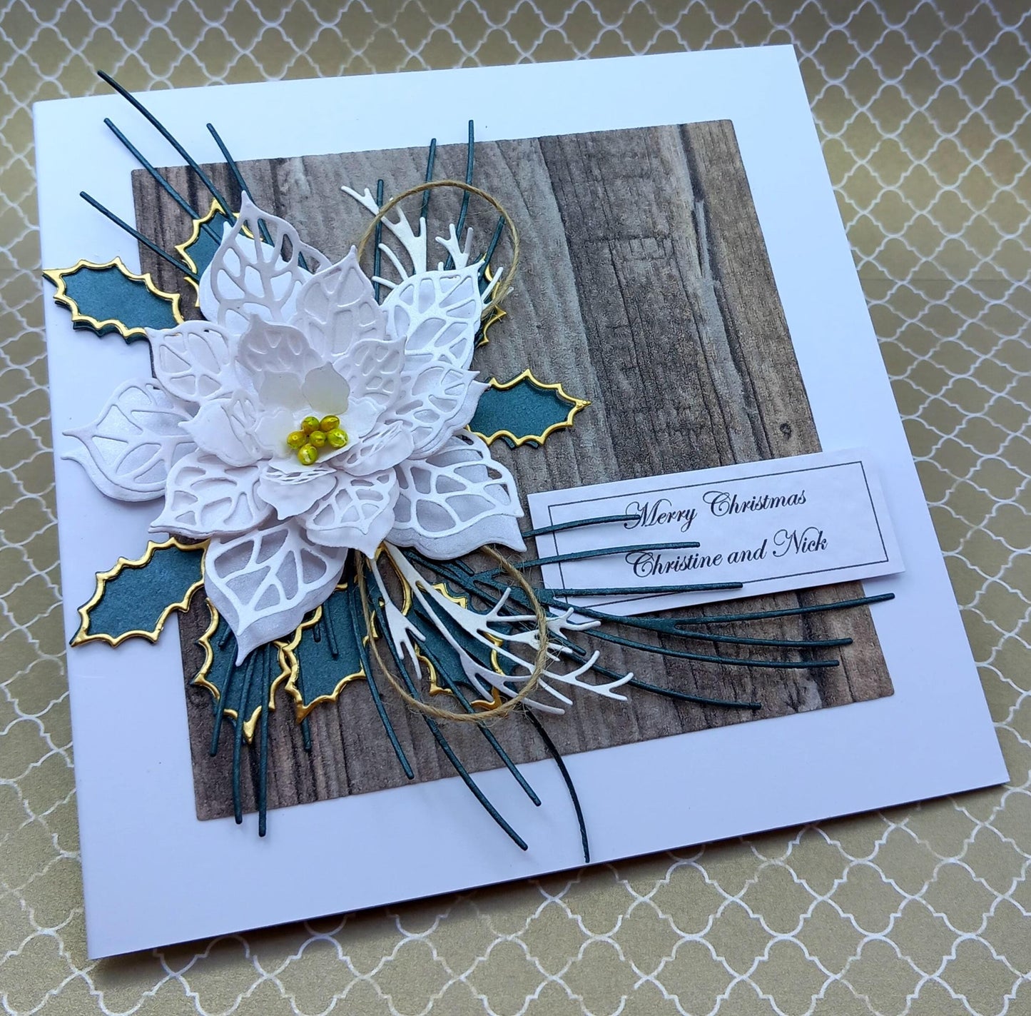 Handmade Luxury Christmas Card * Personalised * Boxed * 3D * Unique Rustic Design