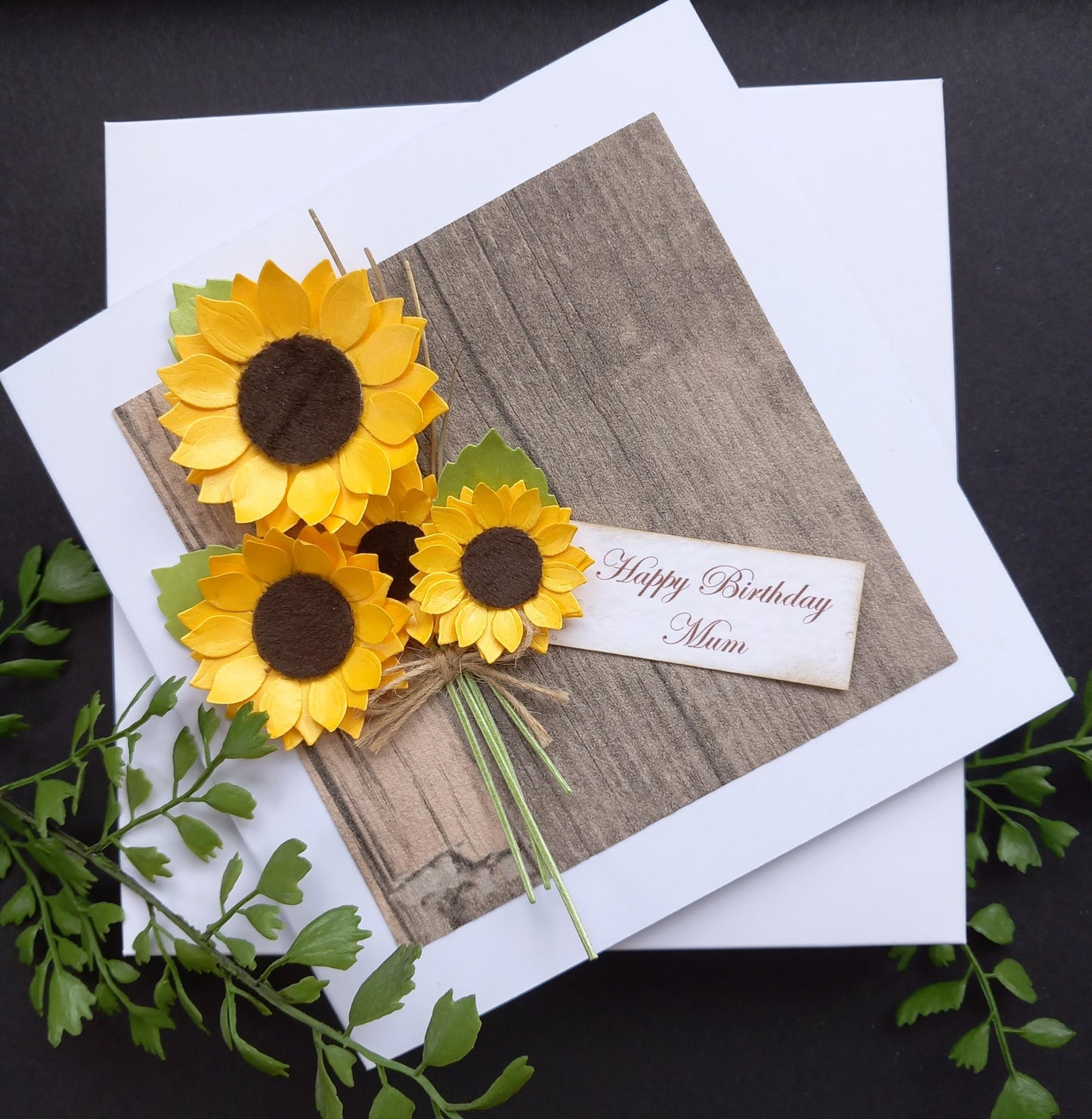 Unique, Handmade, Birthday or any occasion Card - Sunflowers * Boxed * Personalised * Luxury* Rustic Style * 3D