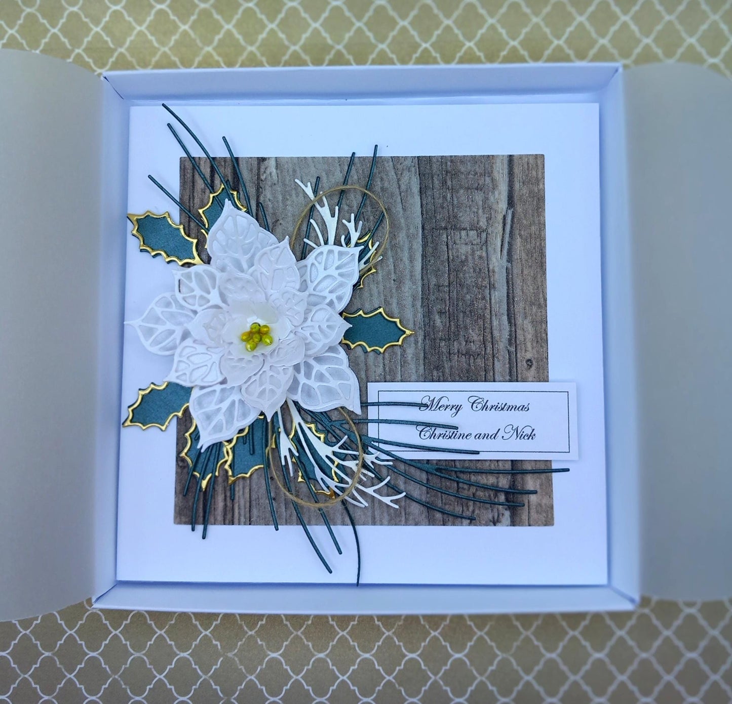 Handmade Luxury Christmas Card * Personalised * Boxed * 3D * Unique Rustic Design