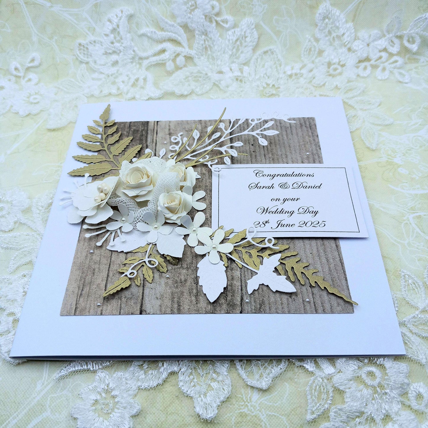 Unique, Handmade,  Wedding Day / Anniversary Card * 3D *  Personalised * Boxed * Rustic Style / Luxury