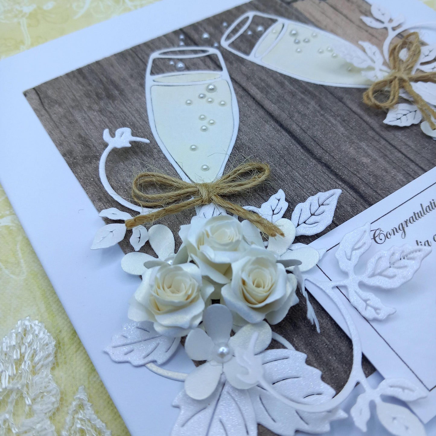 Handmade Luxury Wedding Day / Anniversary / Engagement Card * Personalised * Boxed * 3D * Unique Rustic Style